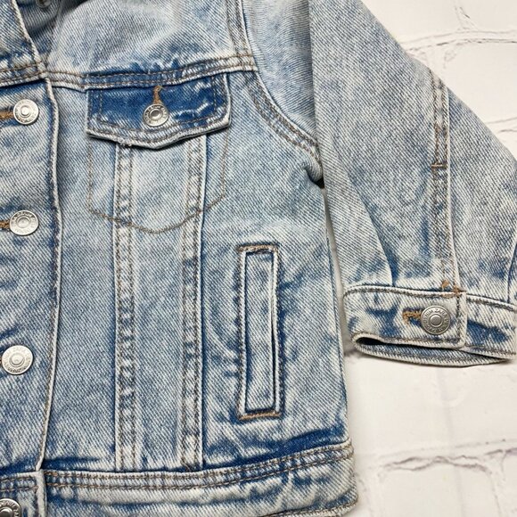 Zara Denim Jacket Baby Size 9-12 mos Light Wash Retro 80s 90s Casual - Picture 2 of 5